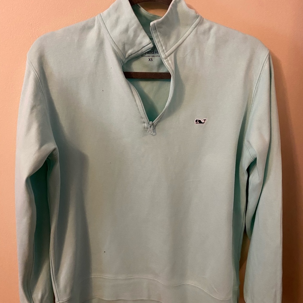 Vineyard vines 1/4 zip pullover top teal